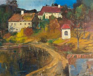 Ernst Huber, Herbstlandschaft mit Häusern, undatiert, Öl auf Leinwand, 78 x 99 cm, Belvedere, W ...