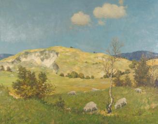 Ferdinand Grebestein, Landschaft mit Schafen, undatiert, Öl auf Leinwand, 96,5 x 123 cm, Belved ...