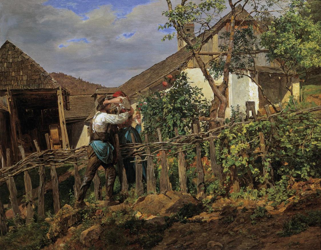 Ferdinand Georg Waldmüller, Die Nachbarn, 1859, Öl auf Holz, 42,2 x 51,9 cm, Belvedere, Wien, I ...