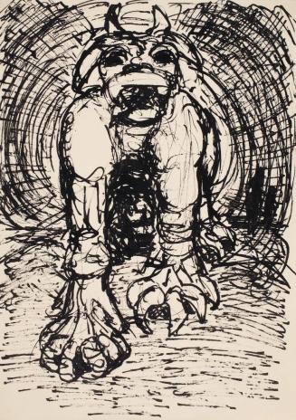 Marc Adrian, Ohne Titel (Tiere), Tusche auf Papier, 30,2 x 21,3 cm, Belvedere, Wien, Inv.-Nr. 1 ...