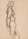 Marc Adrian, Figurenstudie, Bleistift auf Papier, 40,4 x 29,6 cm, Belvedere, Wien, Inv.-Nr. 100 ...
