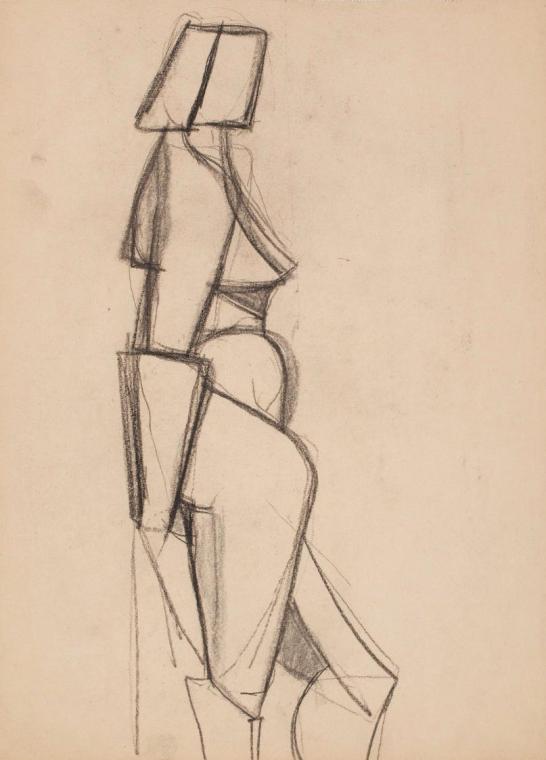 Marc Adrian, Figurenstudie, Bleistift auf Papier, 40,4 x 29,6 cm, Belvedere, Wien, Inv.-Nr. 100 ...
