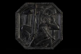 Ödön Edmund Moiret, Verwundeter Krieger, 1914-1915, Gips, patiniert, 25,5 × 25,5 × 3 cm, Belved ...