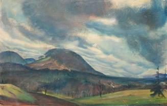 Ernestine Rotter-Peters, Landschaft mit Berg und Gewitterwolken, 1930, Tempera auf Papier, 45 x ...