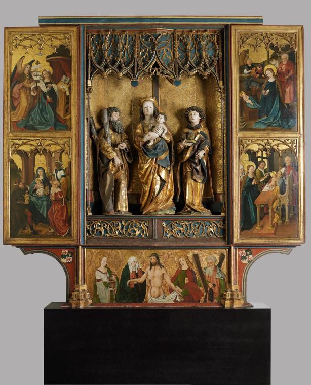 Niederösterreichische Werkstatt, Rogendorfer Altar, um 1490, Schreinteile aus Tannenholz, Rückw ...