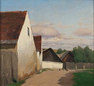 Ferdinand Brunner, Alte Häuser in Gaudenzdorf, 1907, Öl auf Leinwand, 81 x 91 cm, Belvedere, Wi ...