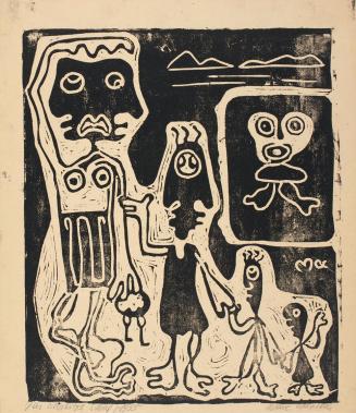 Marc Adrian, Das schwarze Schaf, 1955, Linolschnitt auf Papier, 32,7 x 28,2 cm, Belvedere, Wien ...