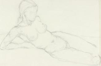 Josefine Sokole, Liegender weiblicher Akt, 1971, Bleistift auf Papier, 24,2 × 33,9 cm, Belveder ...
