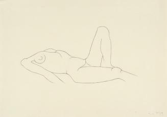 Josefine Sokole, Liegender weiblicher Akt, 1973, Bleistift auf Papier, 29,5 × 42 cm, Belvedere, ...