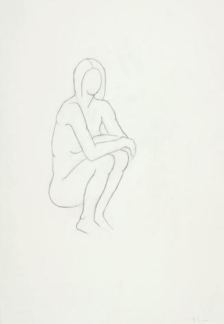 Josefine Sokole, Sitzender weiblicher Akt, 1973, Bleistift auf Papier, 44 × 30,8 cm, Belvedere, ...