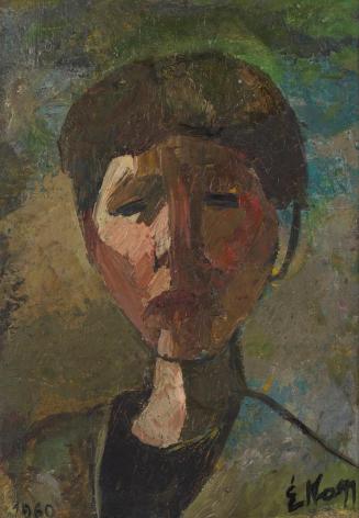 Éva Nagy, Selbstporträt, 1960, Öl auf Karton kaschiert auf Hartfaserplatte, 49,8 × 35 cm, Belve ...