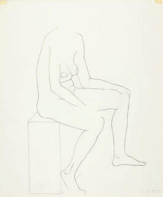 Josefine Sokole, Sitzender weiblicher Akt, 1973, Bleistift auf Papier, 44,1 × 36,6 cm, Belveder ...