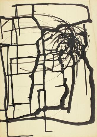 Josefine Sokole, Ohne Titel, 1983, Tusche auf selbstklebendem Papier, 61 × 43,3 cm, Belvedere,  ...