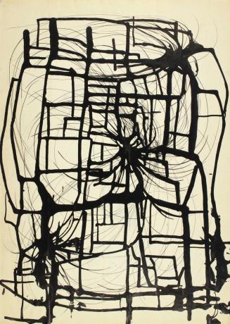 Josefine Sokole, Ohne Titel, 1983, Tusche auf selbstklebendem Papier, 43,2 x 60,9 cm, Belvedere ...