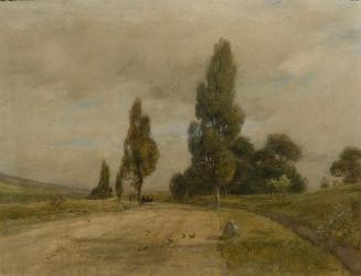 Rudolf Ribarz, Straße bei Deutsch-Altenburg am Fuß des Türkenhügels, um 1898, Öl auf Karton, 66 ...
