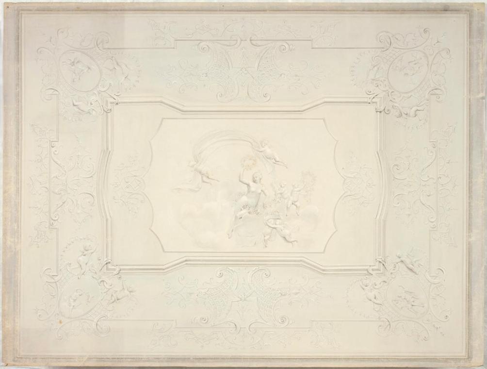 Johann Peter Krafft, Stuckdecke im Speisesaal des Unteren Belvedere, Gouache auf Papier, 63,2 x ...