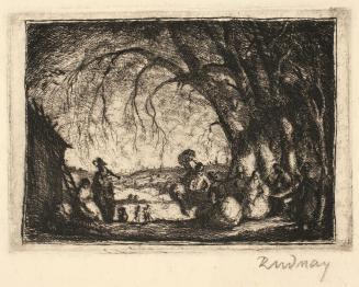 Gyula Rudnay, Szene mit Musikant, undatiert, Radierung, Blattmaße: 30,5 × 44 cm, Belvedere, Wie ...