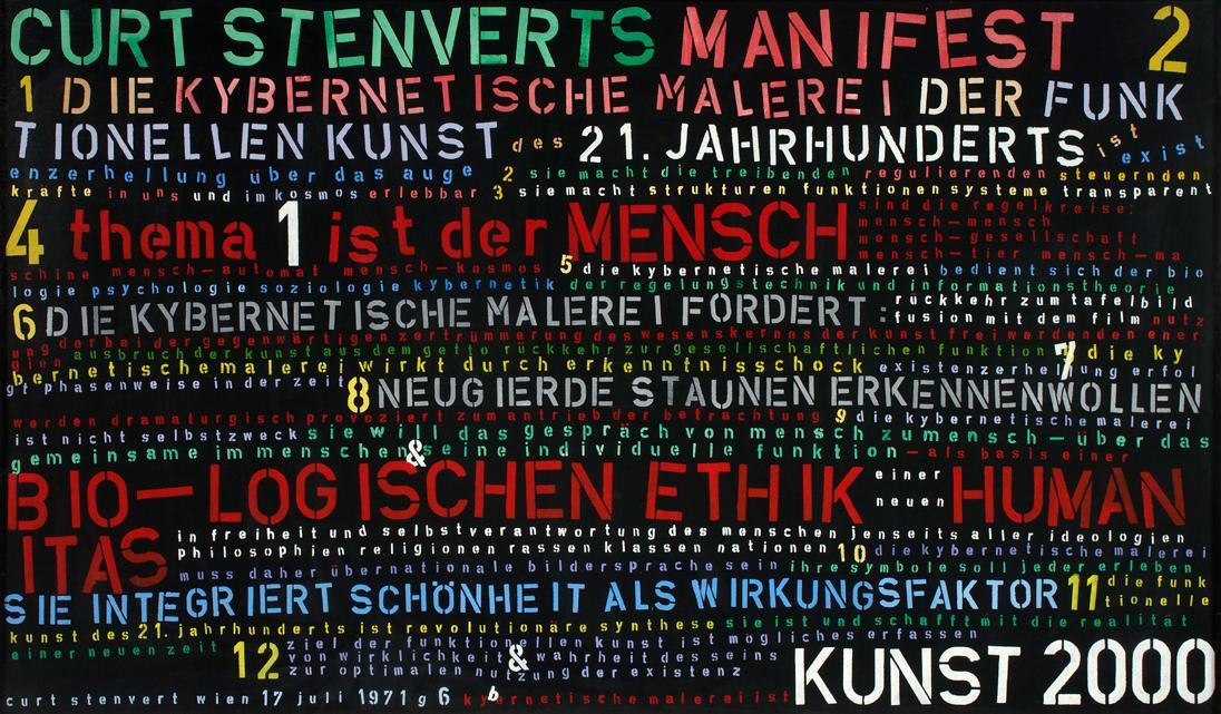 Curt Stenvert, Das Manifest 2, 1971, Gouache und Kunstharzlack auf Holz, 178 x 105 cm, Belveder ...