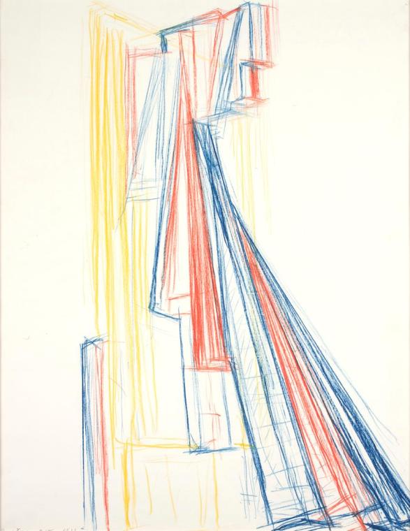 Roland Goeschl, Schwere Figuren, 1965, Buntstift auf Papier, 90 x 69,5 cm, Belvedere, Wien, Inv ...