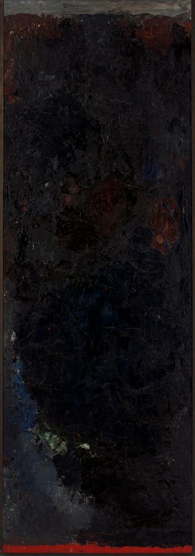 Uta Peyrer-Prantl, Ohne Titel, um 1965, Öl auf Leinwand, 120 x 41 x 0,7 cm, Dauerleihgabe Tobia ...