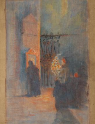 Franz Jaschke, Andacht in der Kirche, undatiert, Öl auf Leinwand, 40 x 22 cm, Belvedere, Wien,  ...