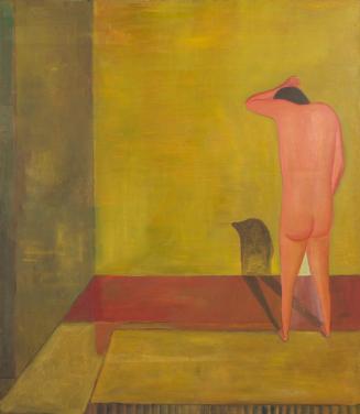 Hubert Schmalix, Ohne Titel (Akt gegen Wand), 1989, Öl auf Leinwand, 107 x 92 cm, Belvedere, Wi ...