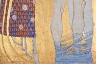 Gustav Klimt, Beethovenfries: Die Künste, Paradieschor und Umarmung - Tafel 8, rechte Langwand, ...