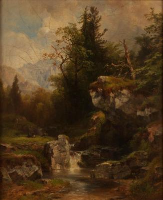 Anton Hansch, Landschaft im Salzkammergut, 1858, Öl auf Leinwand, 31,5 × 26,5 cm, Belvedere, Wi ...