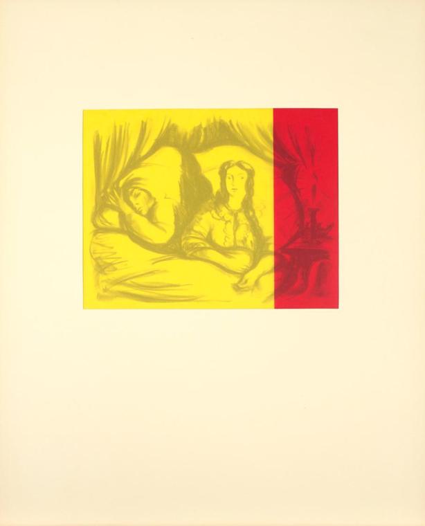 Richard Dreyer, Von den Fischer und siine Fru, 2002, Kreidelithografie auf Papier, mit Farbfoli ...