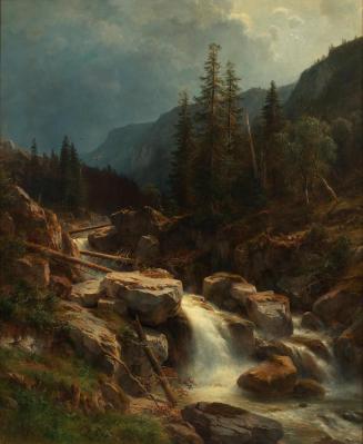 Ludwig Halauska, Gebirge bei aufsteigendem Gewitter, Öl auf Leinwand, 154 x 126 cm, Belvedere,  ...
