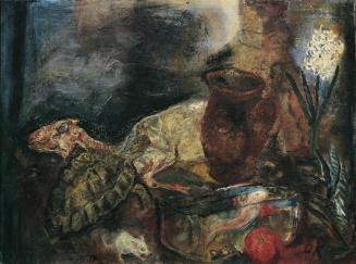 Oskar Kokoschka, Stillleben mit Hammel und Hyazinthe, 1910, Öl auf Leinwand, 87 x 114 cm, Belve ...