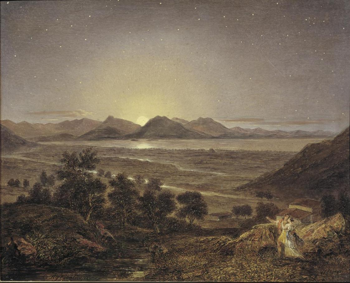 Carl Agricola, Marathon bei Mondbeleuchtung, 1829, Öl auf Karton, 25,5 x 31,5 cm, Belvedere, Wi ...