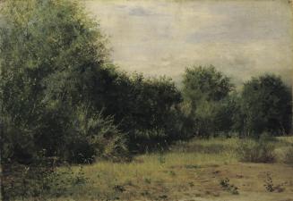 Sigmund L'Allemand, Landschaftsstudie, vor 1870, Öl auf Leinwand auf Karton, 34,3 x 49,5 cm, Be ...