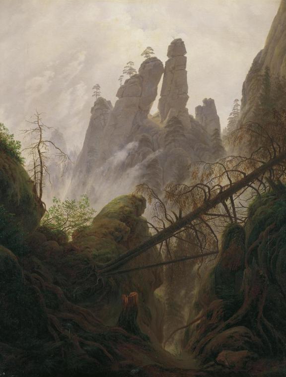 Caspar David Friedrich, Felsenlandschaft im Elbsandsteingebirge, 1822/1823, Öl auf Leinwand, 94 ...