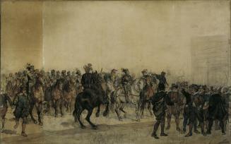 Sigmund L'Allemand, Die Ankunft der Kürassiere Henri Duval Graf von Dampierres im Burghof, 1882 ...