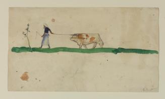 Ernestine Rotter-Peters, Magd zieht Kuh, vor 1930, Tempera auf Papier, 15 x 25,5 cm, Belvedere, ...
