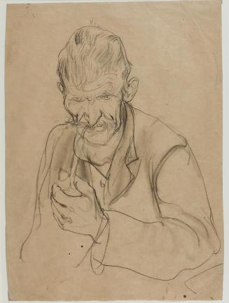 Ernestine Rotter-Peters, Bauer mit Pfeife, vor 1930, Kohle auf Papier, 38 x 27,5 cm, Belvedere, ...