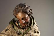 Unbekannter Künstler, Der heilige Johannes von Nepomuk, kniend, Detail: Kopf, Holz, gefasst und ...