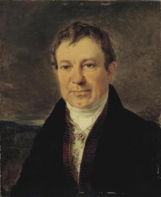 Peter Fendi, Der Schriftsteller August Rockert, 1829, Öl auf Holz, 23,2 x 19 cm, Belvedere, Wie ...
