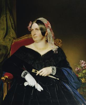 Franz Eybl, Dame im Lehnstuhl, 1846, Öl auf Leinwand, 111 x 91 cm, Belvedere, Wien, Inv.-Nr. 23 ...