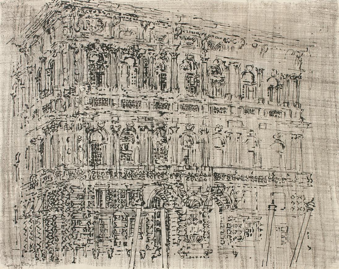 Sigmund Pollitzer, Architekturstudie, 1967, Zeichnung, 48,5 x 61,5 cm, Belvedere, Wien, Inv.-Nr ...