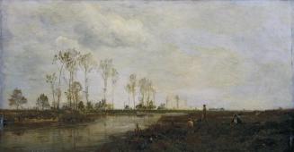 Emil Jakob Schindler, An der Thaya bei Lundenburg I, 1877, Öl auf Holz, 39,5 x 74 cm, Belvedere ...