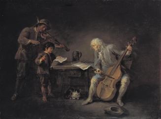 Martin Johann Schmidt, Musikanten, 1781, Öl auf Holz, 31,5 x 42 cm, Belvedere, Wien, Inv.-Nr. 6 ...