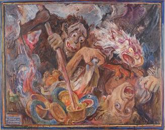 Robert Eigenberger, Der Mythos vom Menschen ist zu Ende, um 1950, Öl auf Leinwand, 96 x 121,5 c ...
