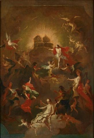 Joseph Winterhalder d. J., Christus und die neun Engelchöre erwarten Maria vor seinem und ihrem ...