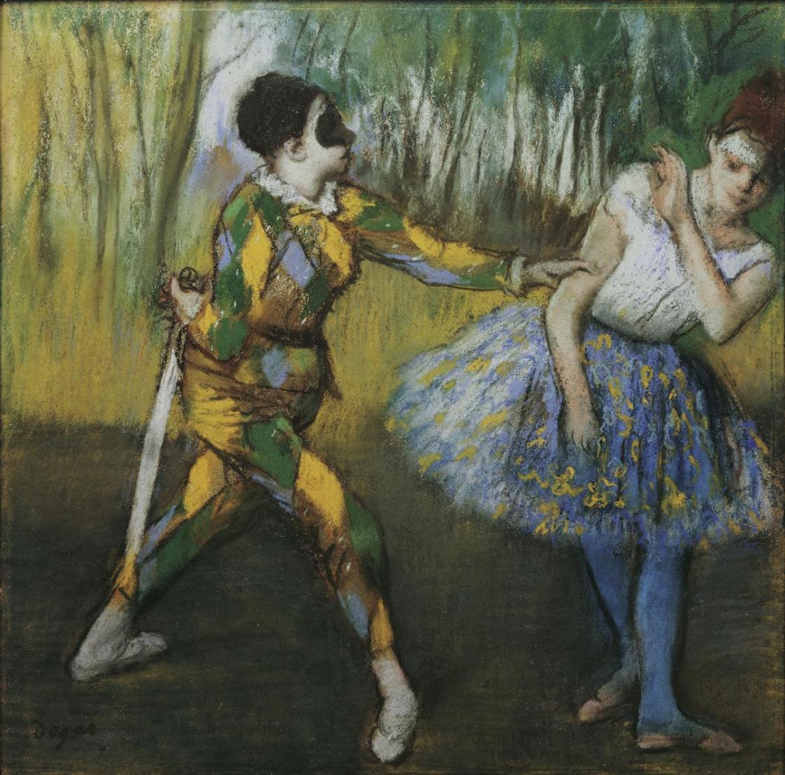 Edgar Degas, Harlekin und Colombine, um 1886, Pastell auf Papier, 42,8 x 42,8 cm, Belvedere, Wi ...