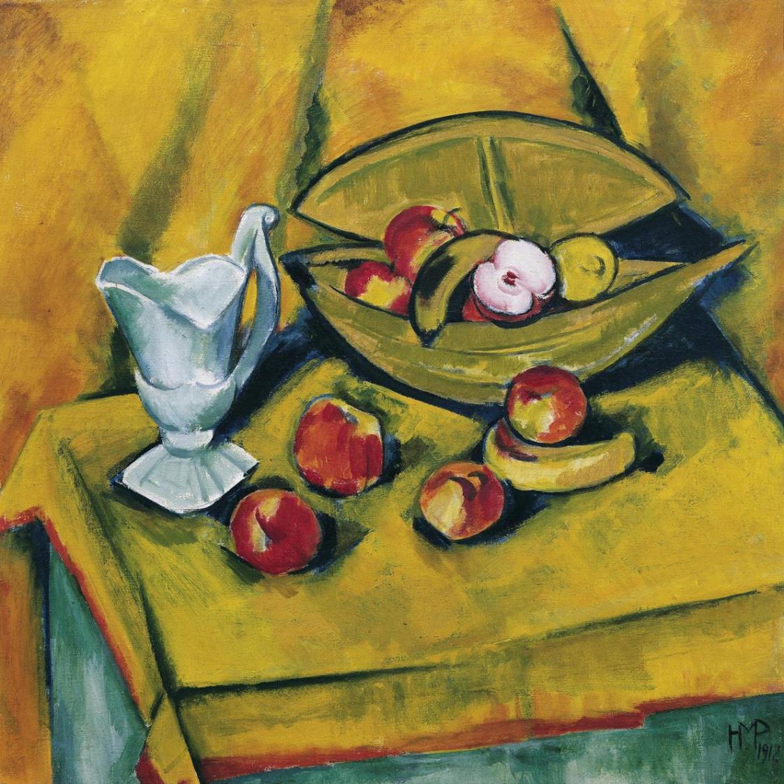 Max Pechstein, Stillleben mit Äpfeln und Porzellankanne, 1912, Öl auf Leinwand, 88 x 89 cm, Bel ...
