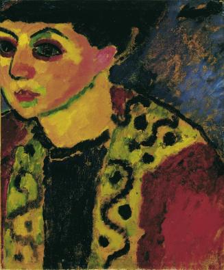 Alexej von Jawlensky, Dame vor blauem Grund, 1908, Öl auf Malkarton, 54 x 45 cm, Belvedere, Wie ...