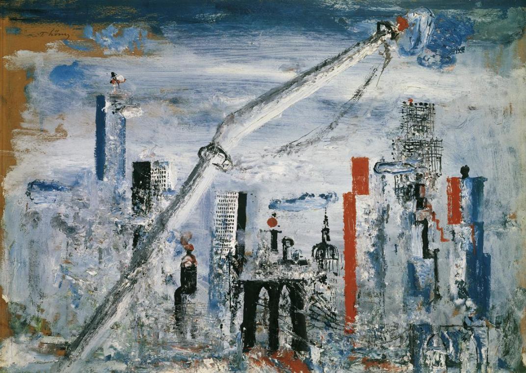 Wilhelm Thöny, Ansicht von Manhattan (East River), 1935-1938, Öl auf Karton, 56 x 78,2 cm, Belv ...