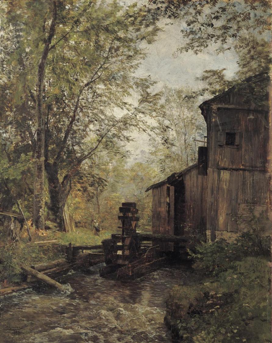 Emil Jakob Schindler, Die Gosaumühle bei Ischl, 1883, Öl auf Holz, 36 x 28 cm, Belvedere, Wien, ...